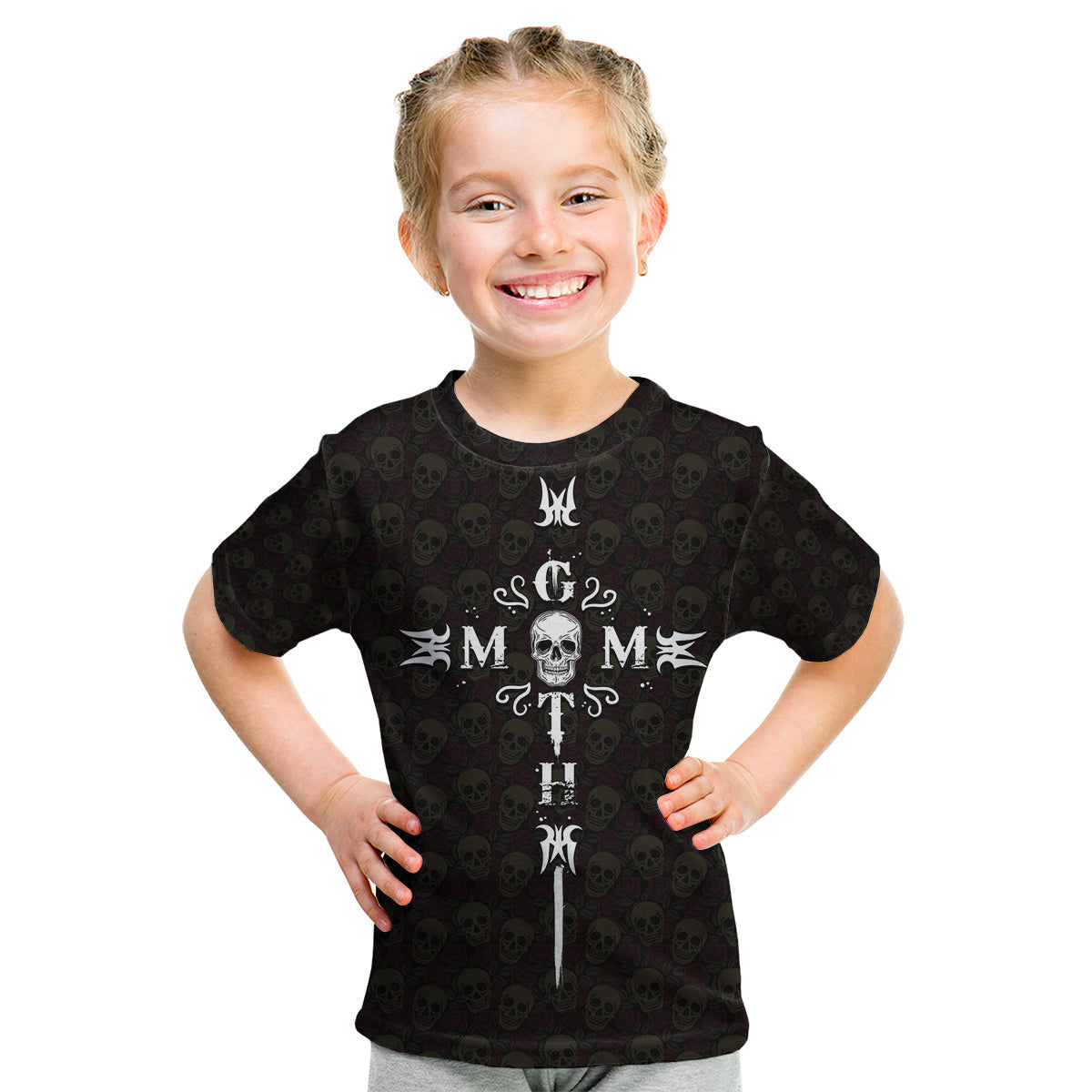 mothers-day-goth-mom-rose-skull-style-kid-t-shirt