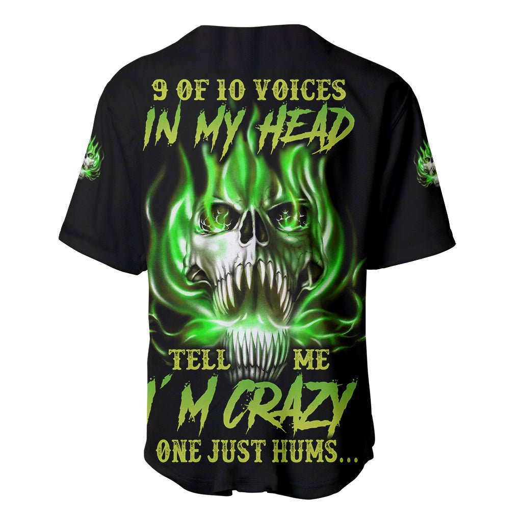 9 Of 10 Voices In My Head Fire Skull Baseball Jersey TS04 - The Mazicc - S - Multicolor -