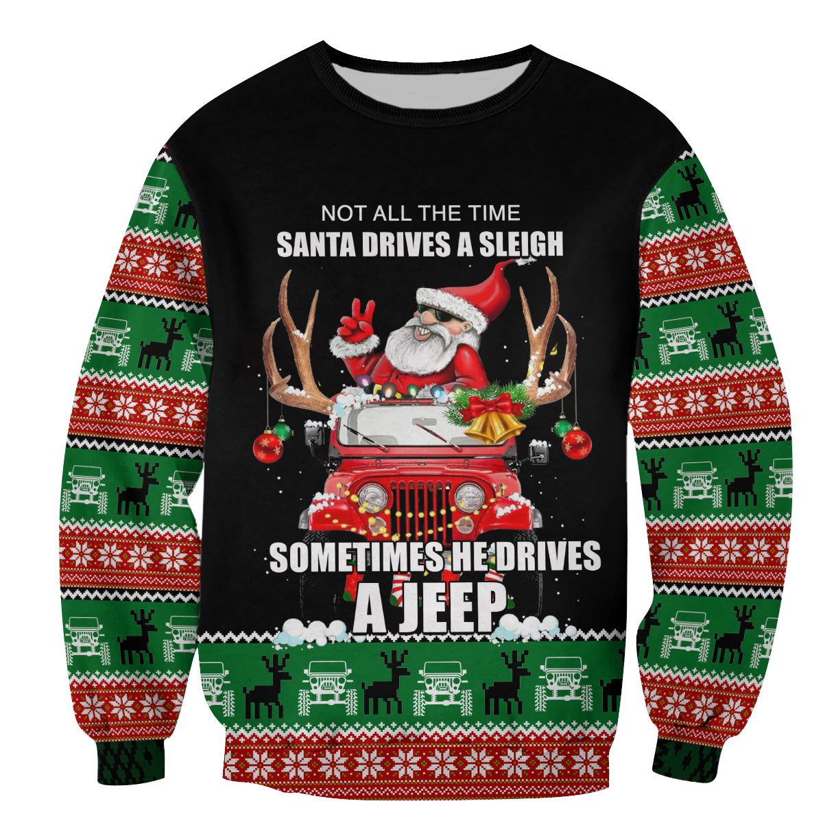 Sweatershirt - Santa Claus Drive A JEEP