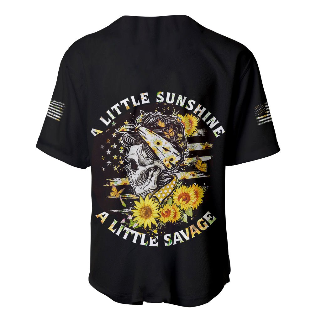 A Little Sunshine A Little Savage Skull Baseball Jersey TS04 - The Mazicc - S - Multicolor -