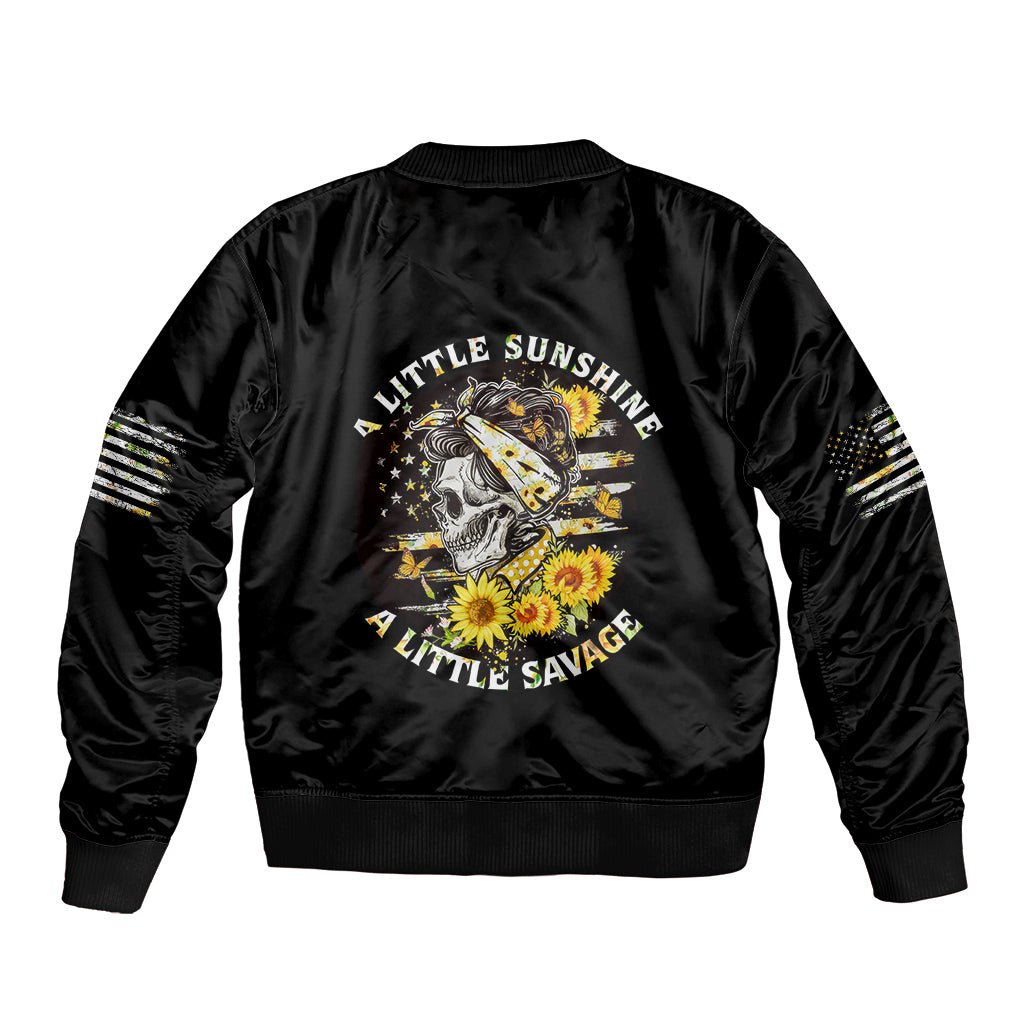 A Little Sunshine A Little Savage Skull Bomber Jacket TS04 - The Mazicc - Unisex - S - Multicolor