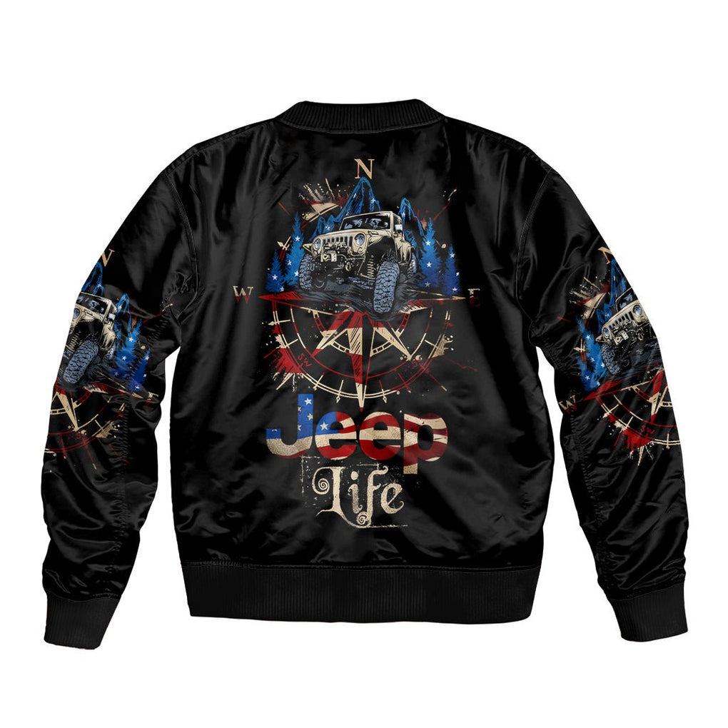 Adventure Jeep Bomber Jacket Compass Jeep Life DT01 - The Mazicc - Unisex - S - Black