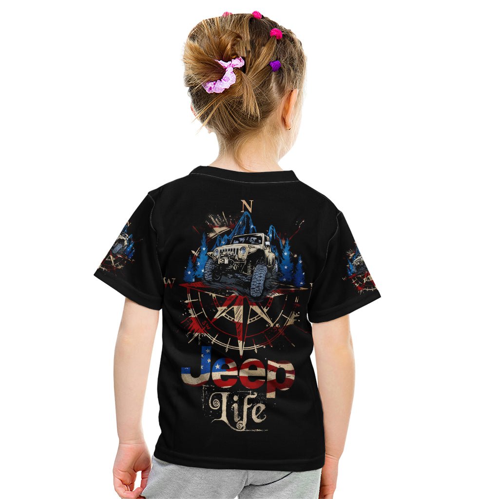 Adventure Jeep Kid T Shirt Compass Jeep Life DT01 - The Mazicc - Toddler 2/Size 00 - Black -