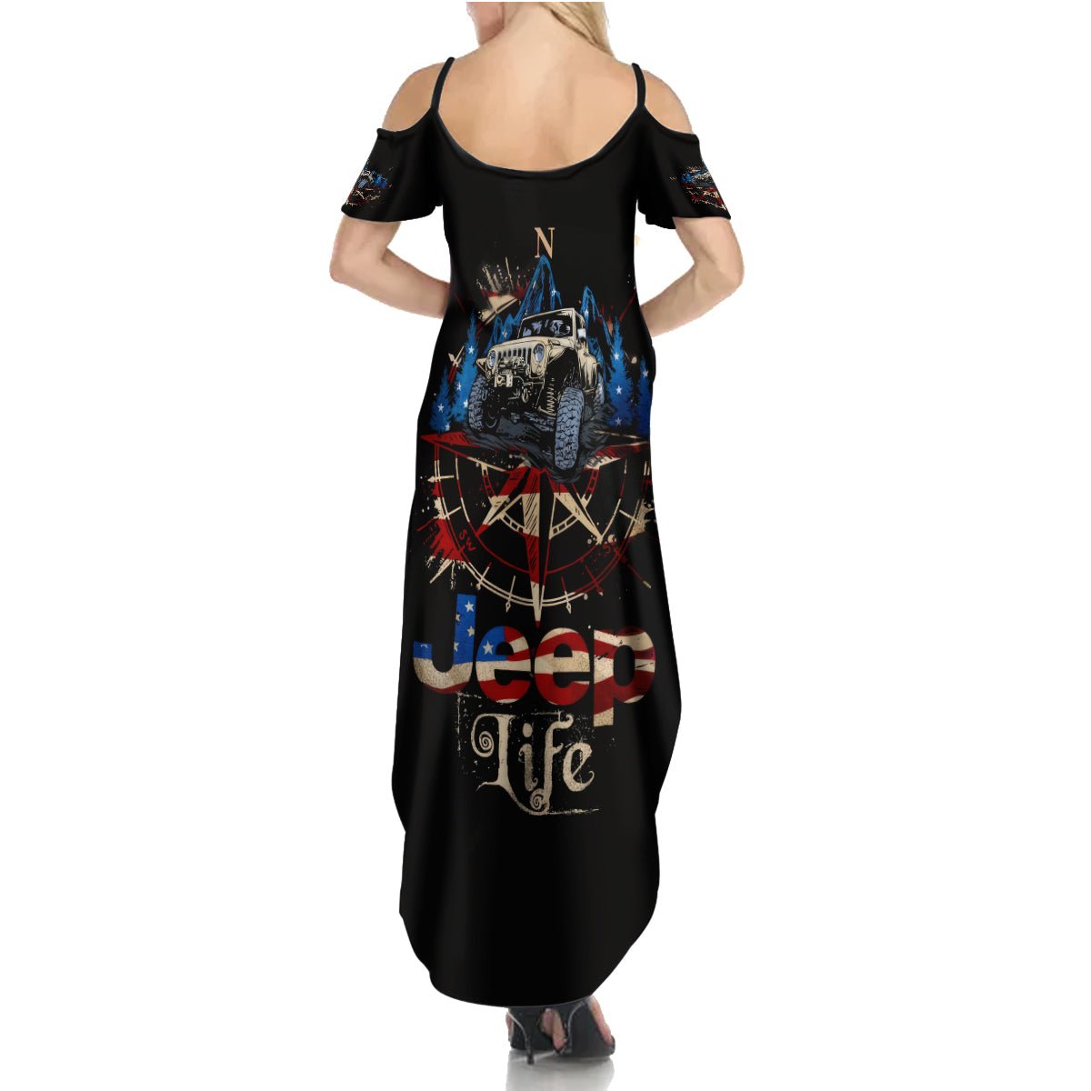 Adventure Jeep Summer Maxi Dress Compass Jeep Life DT01 - The Mazicc - Women - S - Black