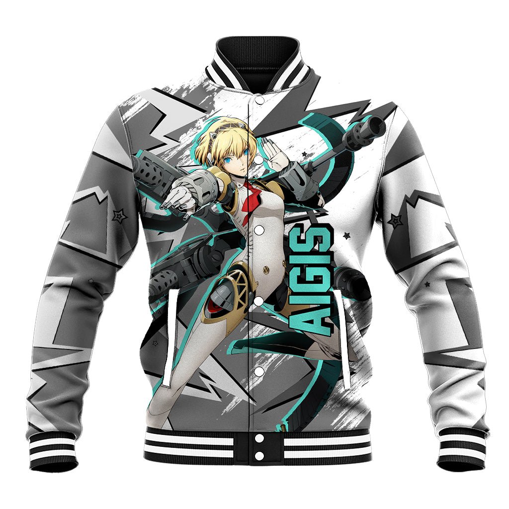 Aigis Persona Baseball Jacket Anime Mix Polygon Cyber Style TS04 - The Mazicc - Unisex - S - Multicolor