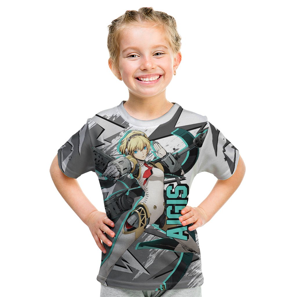 Aigis Persona Kid T Shirt Anime Mix Polygon Cyber Style TS04 - The Mazicc - Toddler 2/Size 00 - Multicolor -