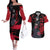 Akatsuki Itachi Couples Matching Off The Shoulder Long Sleeve Dress and Hawaiian Shirt Naruto TS04 - The Mazicc - S - S - Black/Red