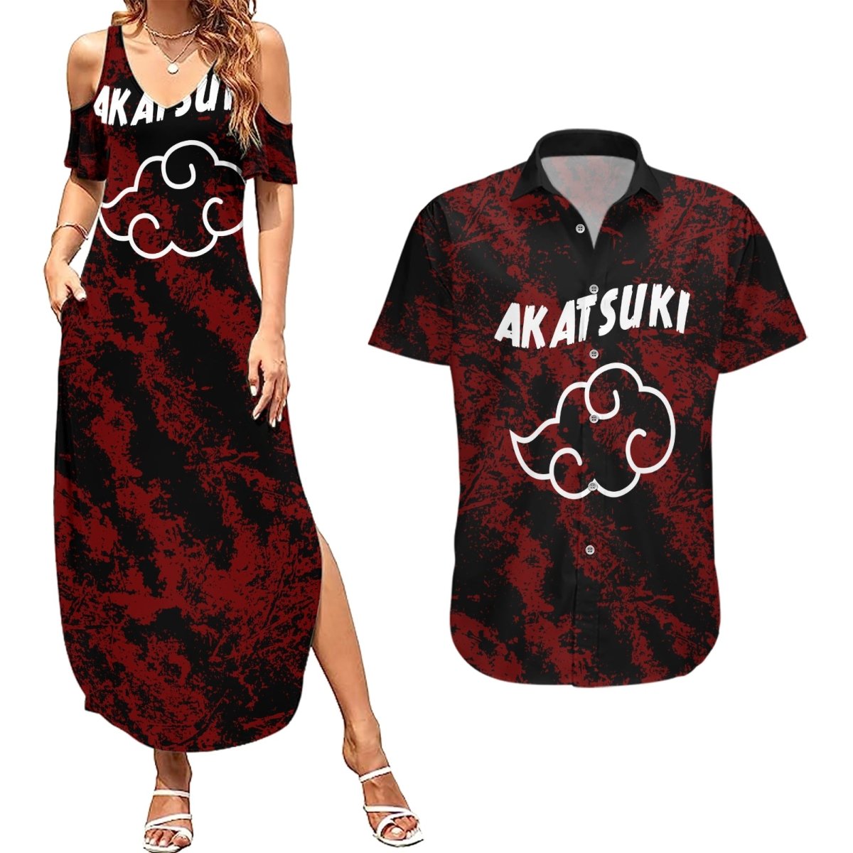 Akatsuki Madara Uchiha Couples Matching Summer Maxi Dress and Hawaiian Shirt TS04 - The Mazicc - S - S - Multicolor