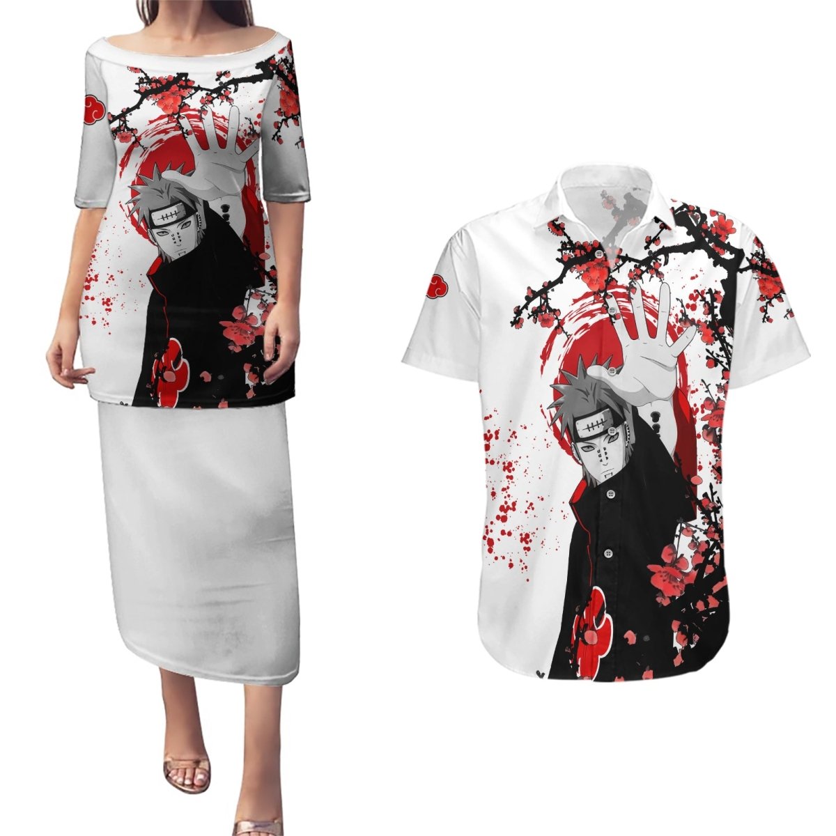 Akatsuki Pain - Anime Japan Styles Couples Matching Puletasi and Hawaiian Shirt TS04 - The Mazicc - S - S - White