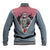 Akaza - Demons Layer Baseball Jacket Anime Mix Japan Pattern Style TS04 - The Mazicc - Unisex - S - Gray/Red