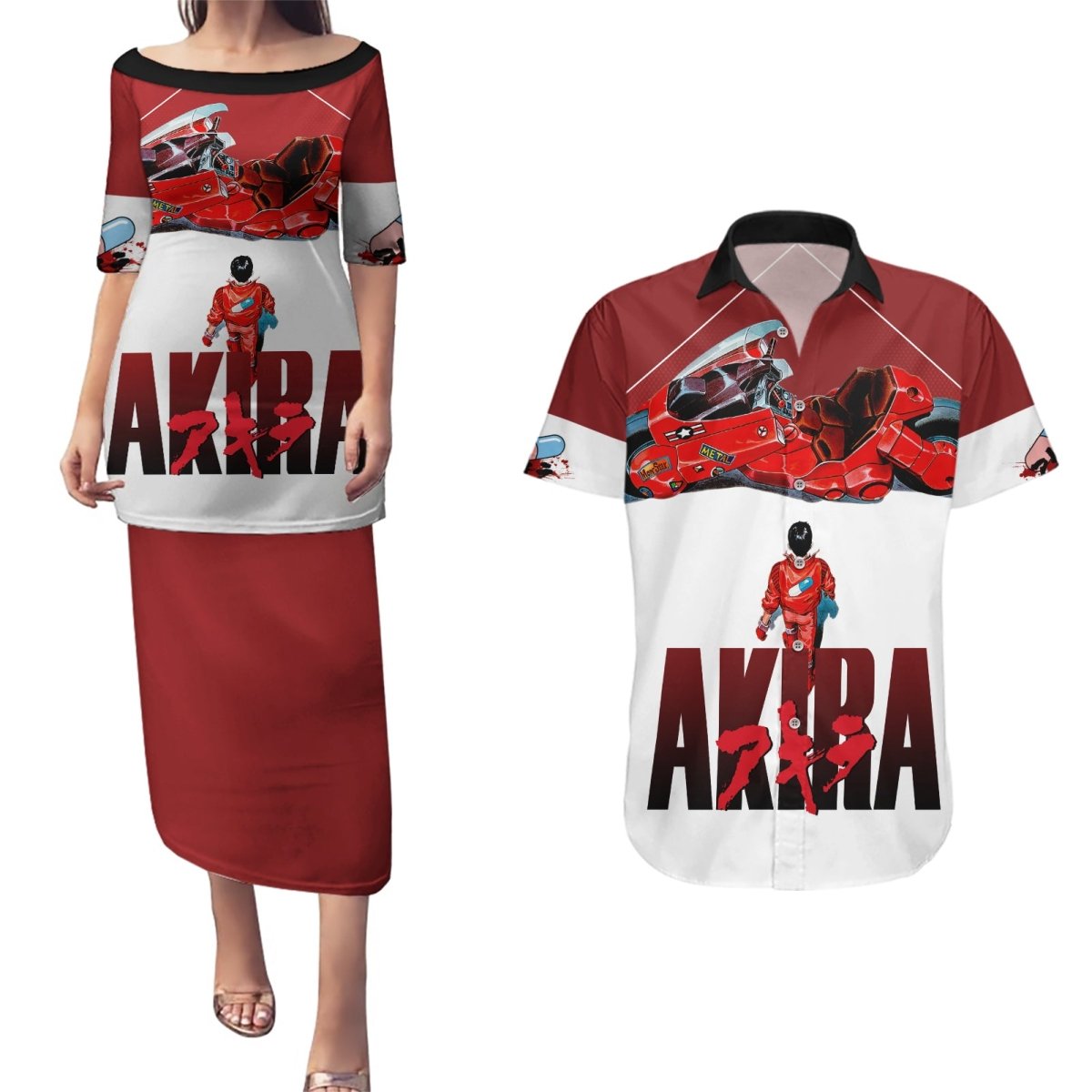 Akira Shotaro Kaneda Couples Matching Puletasi and Hawaiian Shirt TS04 - The Mazicc - S - S - Multicolor