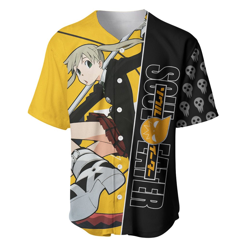 Albarn Maka Soul Eater Baseball Jersey Anime Art Mix With Skull Pattern Style TS04 - The Mazicc - S - Black/Yellow -