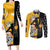 Albarn Maka Soul Eater Couples Matching Long Sleeve Bodycon Dress and Long Sleeve Button Shirt Anime Art Mix With Skull Pattern Style TS04 - The Mazicc - S - S - Black/Yellow