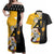 Albarn Maka Soul Eater Couples Matching Off Shoulder Maxi Dress and Hawaiian Shirt Anime Art Mix With Skull Pattern Style TS04 - The Mazicc - S - S - Black/Yellow