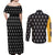 Albarn Maka Soul Eater Couples Matching Off Shoulder Maxi Dress and Long Sleeve Button Shirt Anime Art Mix With Skull Pattern Style TS04 - The Mazicc - S - S - Black/Yellow