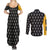 Albarn Maka Soul Eater Couples Matching Summer Maxi Dress and Long Sleeve Button Shirt Anime Art Mix With Skull Pattern Style TS04 - The Mazicc - S - S - Black/Yellow