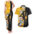 Albarn Maka Soul Eater Couples Matching Tank Maxi Dress and Hawaiian Shirt Anime Art Mix With Skull Pattern Style TS04 - The Mazicc - S - S - Black/Yellow