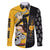 Albarn Maka Soul Eater Family Matching Long Sleeve Bodycon Dress and Hawaiian Shirt Anime Art Mix With Skull Pattern Style TS04 - The Mazicc - Dad's Shirt - Long Sleeve - S - Black/Yellow