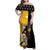 Albarn Maka Soul Eater Family Matching Off Shoulder Maxi Dress and Hawaiian Shirt Anime Art Mix With Skull Pattern Style TS04 - The Mazicc - Mom's Dress - S - Black/Yellow