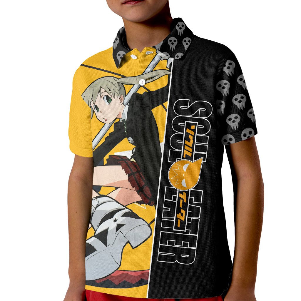 Albarn Maka Soul Eater Kid Polo Shirt Anime Art Mix With Skull Pattern Style TS04 - The Mazicc - Kid - Toddler 2T - Black/Yellow