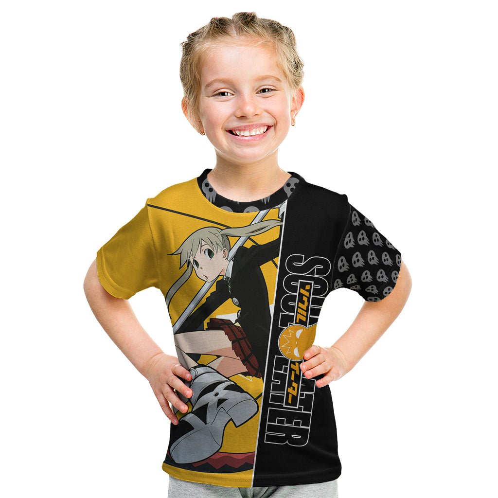 Albarn Maka Soul Eater Kid T Shirt Anime Art Mix With Skull Pattern Style TS04 - The Mazicc - Toddler 2/Size 00 - Black/Yellow -