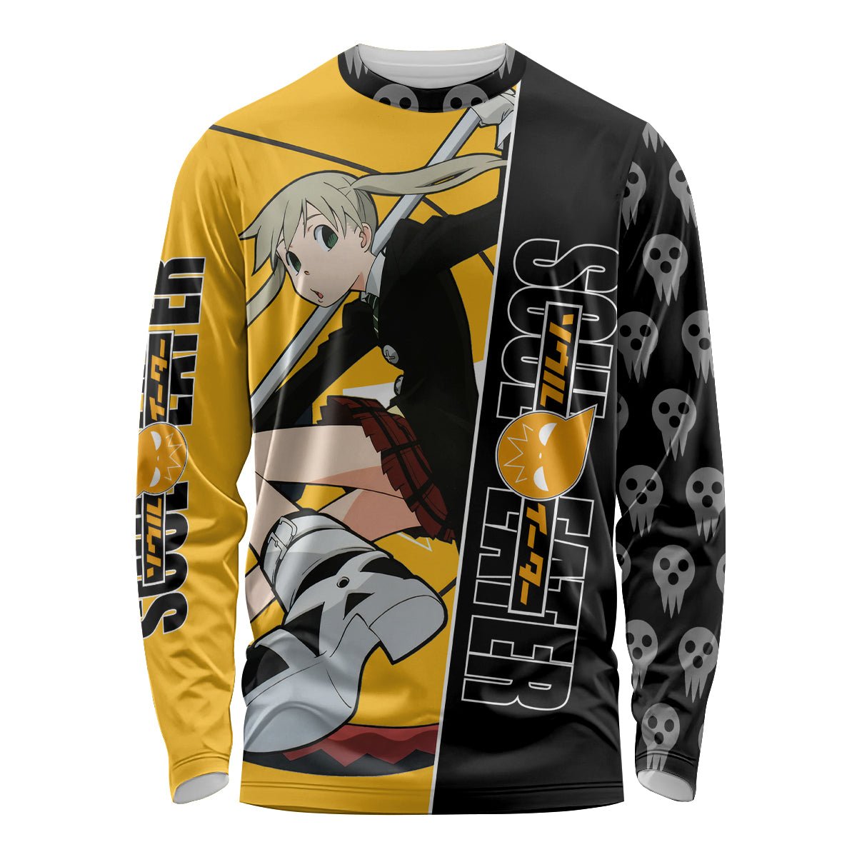 Albarn Maka Soul Eater Long Sleeve Shirt Anime Art Mix With Skull Pattern Style TS04 - The Mazicc - Unisex - S - Black/Yellow