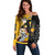 Albarn Maka Soul Eater Off Shoulder Sweater Anime Art Mix With Skull Pattern Style TS04 - The Mazicc - Women - 2XS - Black/Yellow