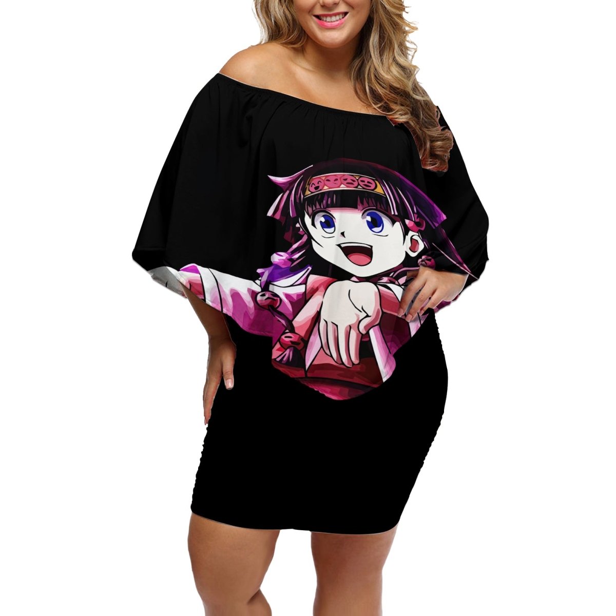 Alluka Zoldyck Hunter X Hunter Off Shoulder Short Dress Anime Style TS04 - The Mazicc - Women - S - Black