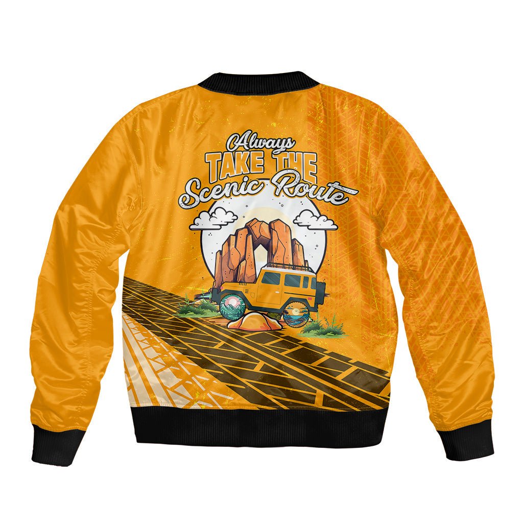 Always Take The Scenic Route Jeep Bomber Jacket TS07 - The Mazicc - Unisex - S - Orange