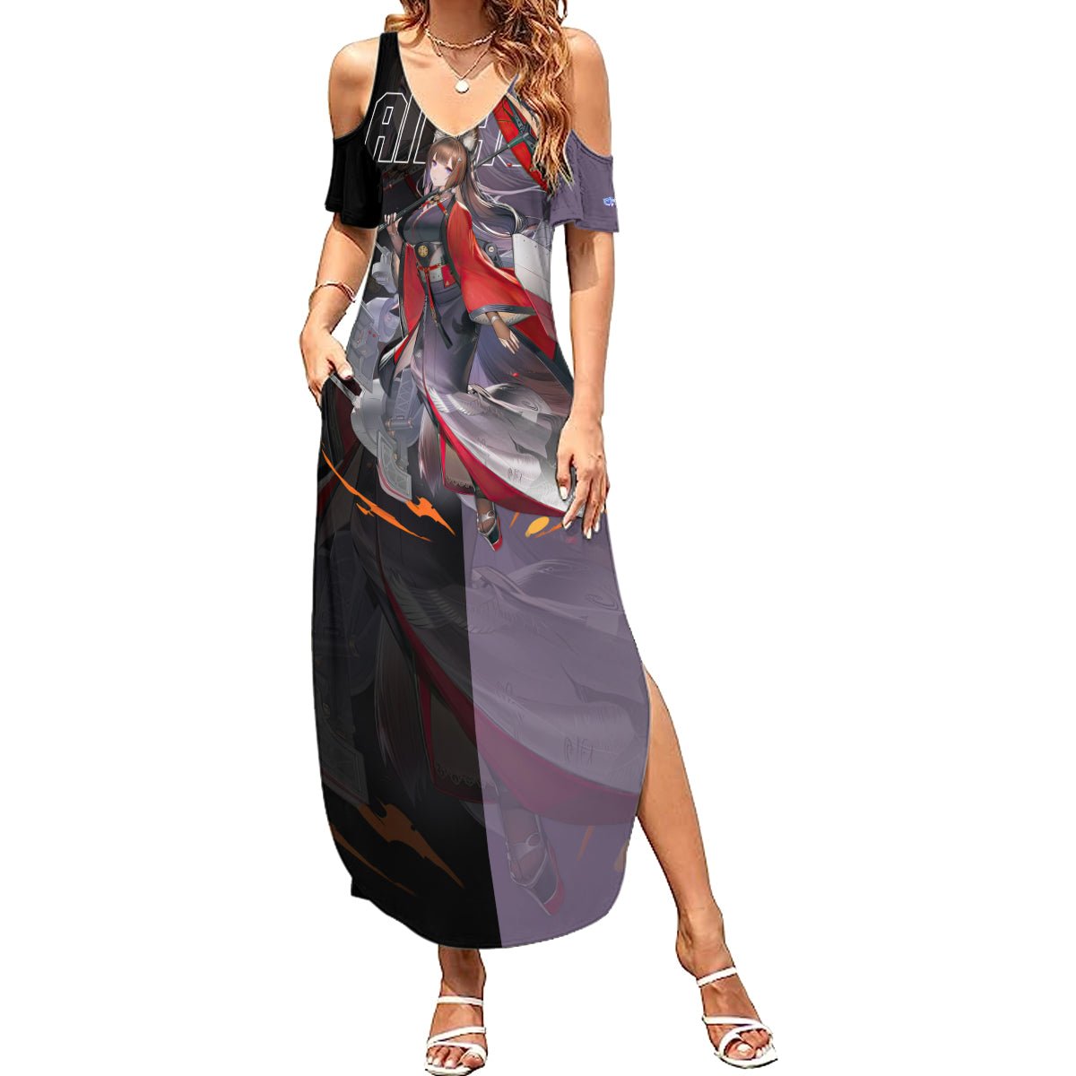 Amagi - Azur Lane Summer Maxi Dress Anime Game Style TS04 - The Mazicc - Women - S - Black/Purple