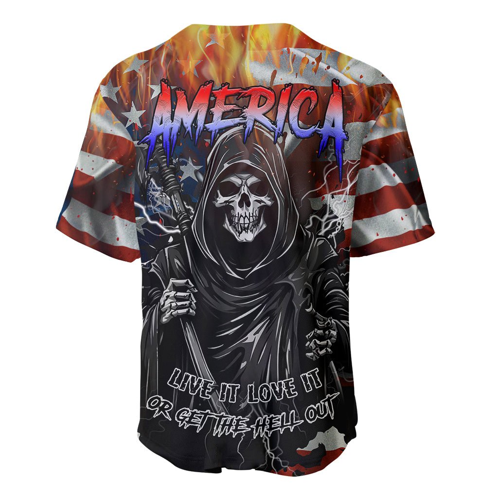 America Live It Love it Or Get the Hell Out Baseball Jersey TS04 - The Mazicc - S - Multicolor -