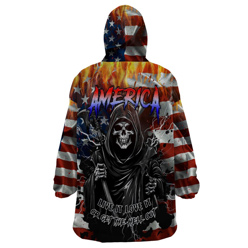 America Live It Love it Or Get the Hell Out Wearable Blanket Hoodie TS04 - The Mazicc - Adult - One Size - Multicolor