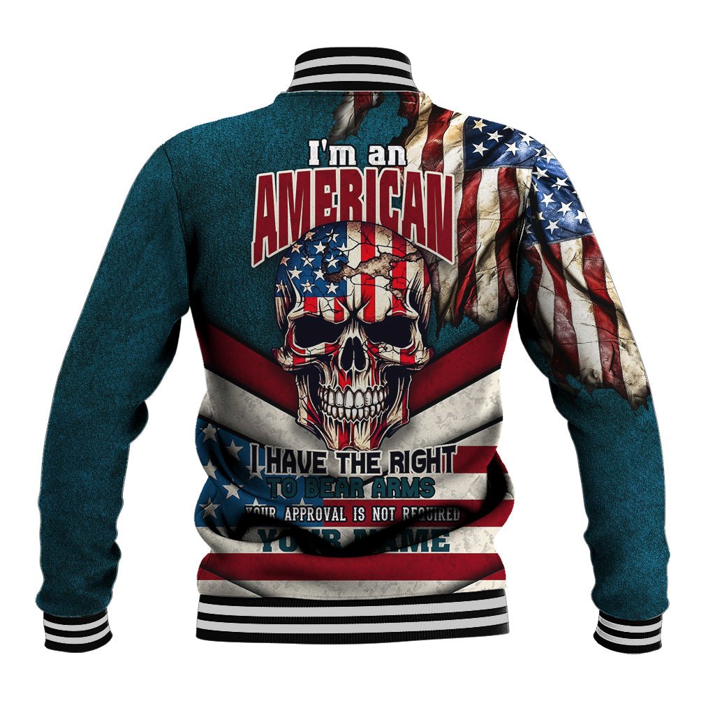 American Flag Skull Baseball Jacket I'm an American I Have The Right To Bear Arms Your Approval Is Not Required TS04 - The Mazicc - Unisex - S - Dark Cyan