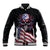 American Flag Skull Baseball Jacket Sorry If My Patriotism Offends You Trust Me TS04 - The Mazicc - Unisex - S - Black Grunge