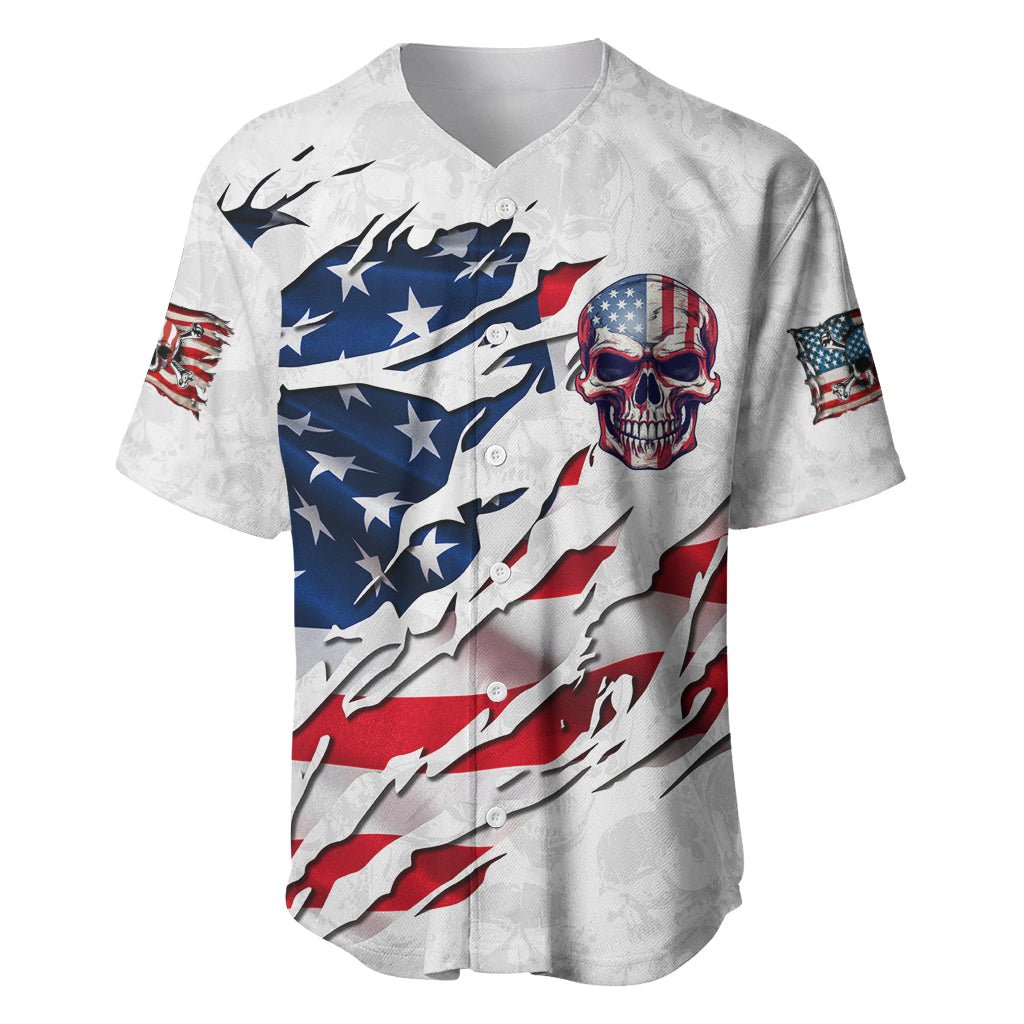 American Flag Skull Baseball Jersey DT02 - The Mazicc - S - White -