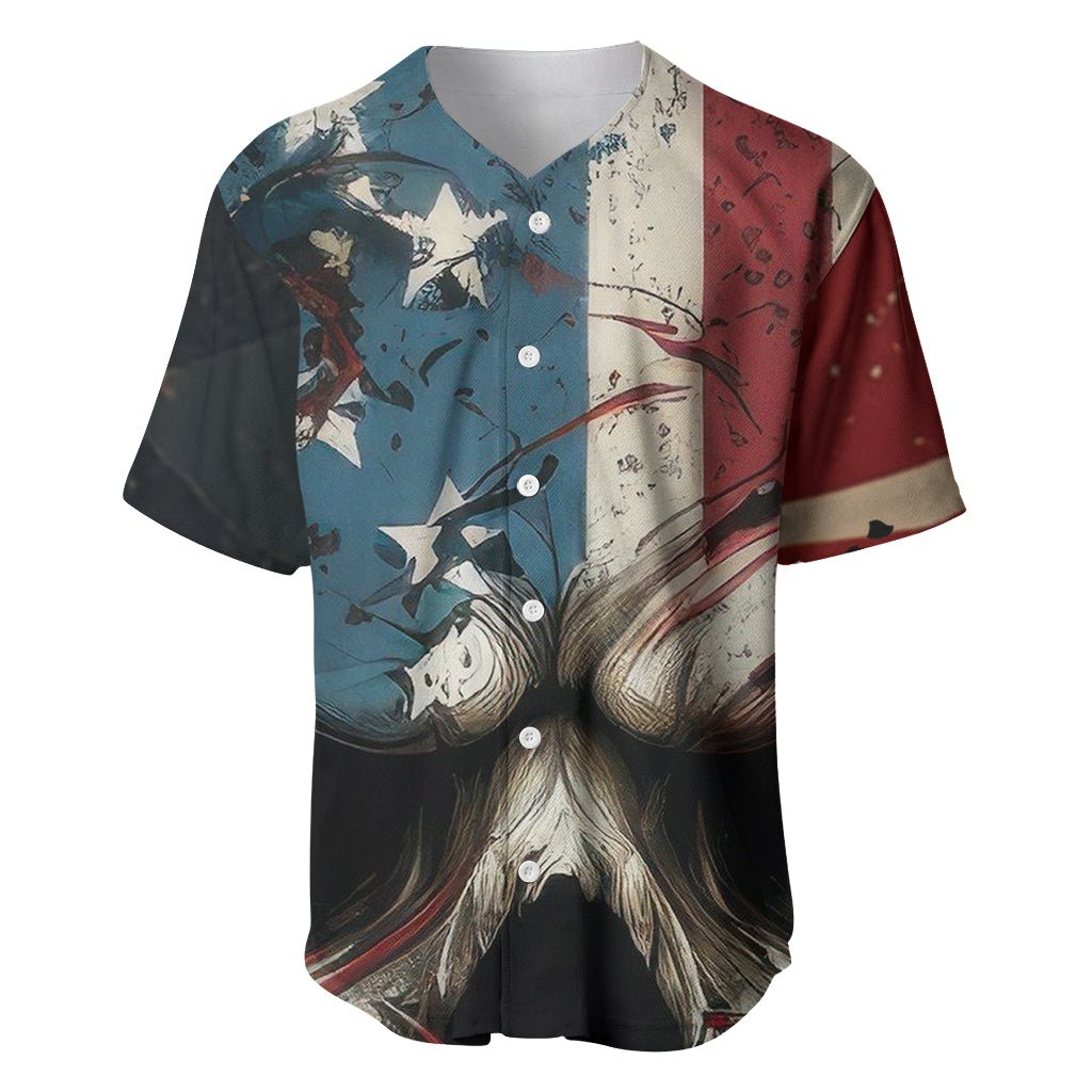 American Flag Skull Baseball Jersey I'm Not Anti - Social I'm Just Not User Friendly TS04 - The Mazicc - S - Multicolor -