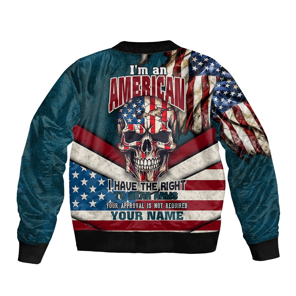 American Flag Skull Bomber Jacket I'm an American I Have The Right To Bear Arms Your Approval Is Not Required TS04 - The Mazicc - Unisex - S - Dark Cyan