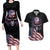 American Flag Skull Couples Matching Long Sleeve Bodycon Dress and Hawaiian Shirt Sorry If My Patriotism Offends You Trust Me TS04 - The Mazicc - S - S - Black Grunge