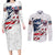 American Flag Skull Couples Matching Long Sleeve Bodycon Dress and Long Sleeve Button Shirt DT02 - The Mazicc - S - S - White