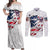 American Flag Skull Couples Matching Off Shoulder Maxi Dress and Long Sleeve Button Shirt DT02 - The Mazicc - S - S - White