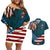 American Flag Skull Couples Matching Off Shoulder Short Dress and Hawaiian Shirt I'm an American I Have The Right To Bear Arms Your Approval Is Not Required TS04 - The Mazicc - S - S - Dark Cyan