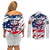 American Flag Skull Couples Matching Off Shoulder Short Dress and Long Sleeve Button Shirt DT02 - The Mazicc - S - S - White