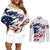 American Flag Skull Couples Matching Off Shoulder Short Dress and Long Sleeve Button Shirt DT02 - The Mazicc - S - S - White