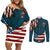 American Flag Skull Couples Matching Off Shoulder Short Dress and Long Sleeve Button Shirts I'm an American I Have The Right To Bear Arms Your Approval Is Not Required TS04 - The Mazicc - S - S - Dark Cyan