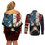 American Flag Skull Couples Matching Off Shoulder Short Dress and Long Sleeve Button Shirts I'm Not Anti - Social I'm Just Not User Friendly TS04 - The Mazicc - S - S - Multicolor