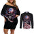 American Flag Skull Couples Matching Off Shoulder Short Dress and Long Sleeve Button Shirts Sorry If My Patriotism Offends You Trust Me TS04 - The Mazicc - S - S - Black Grunge
