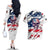 American Flag Skull Couples Matching Off The Shoulder Long Sleeve Dress and Hawaiian Shirt DT02 - The Mazicc - S - S - White