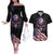 American Flag Skull Couples Matching Off The Shoulder Long Sleeve Dress and Hawaiian Shirt Sorry If My Patriotism Offends You Trust Me TS04 - The Mazicc - S - S - Black Grunge