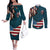 American Flag Skull Couples Matching Off The Shoulder Long Sleeve Dress and Long Sleeve Button Shirts I'm an American I Have The Right To Bear Arms Your Approval Is Not Required TS04 - The Mazicc - S - S - Dark Cyan