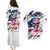 American Flag Skull Couples Matching Puletasi Dress and Hawaiian Shirt DT02 - The Mazicc - S - S - White